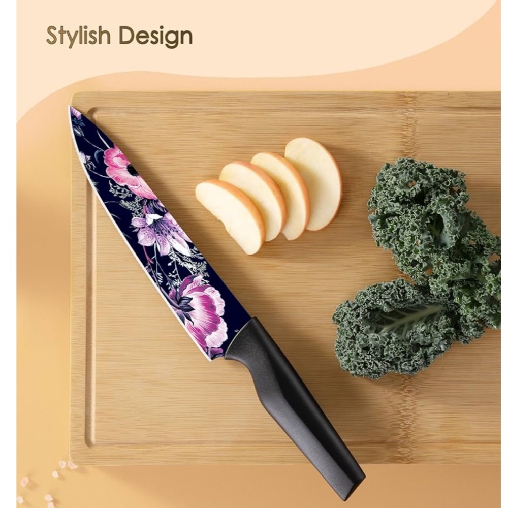 👨🍳”ASTERCOOK KNIFE SET” 12 PIECE FLOWER KITCHEN KNIFE SET & BLADE GUARDS❗️ - Picture 5 of 6